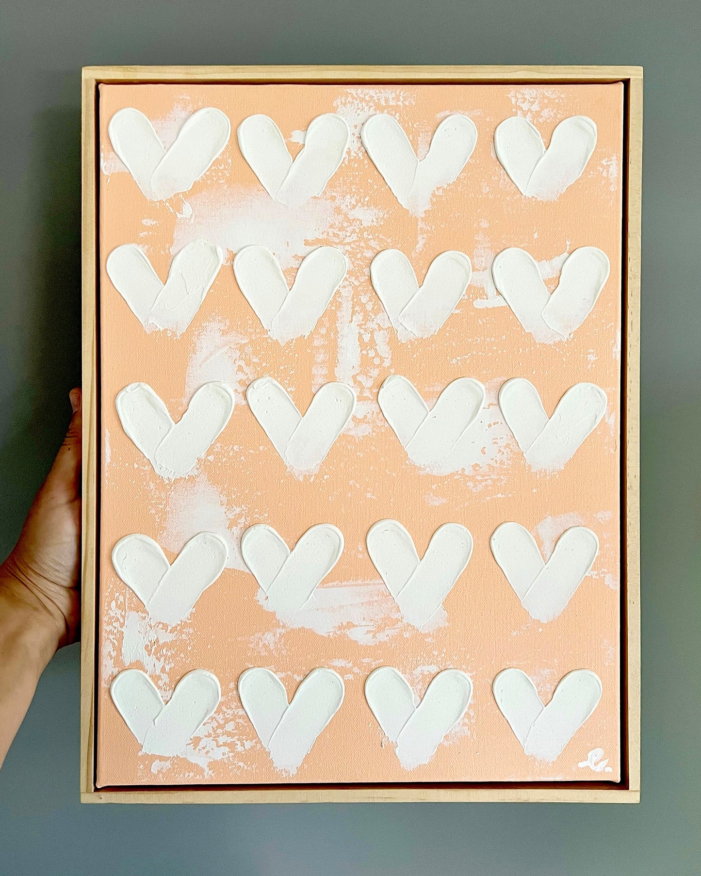 Peachy Hearts Textured Art
