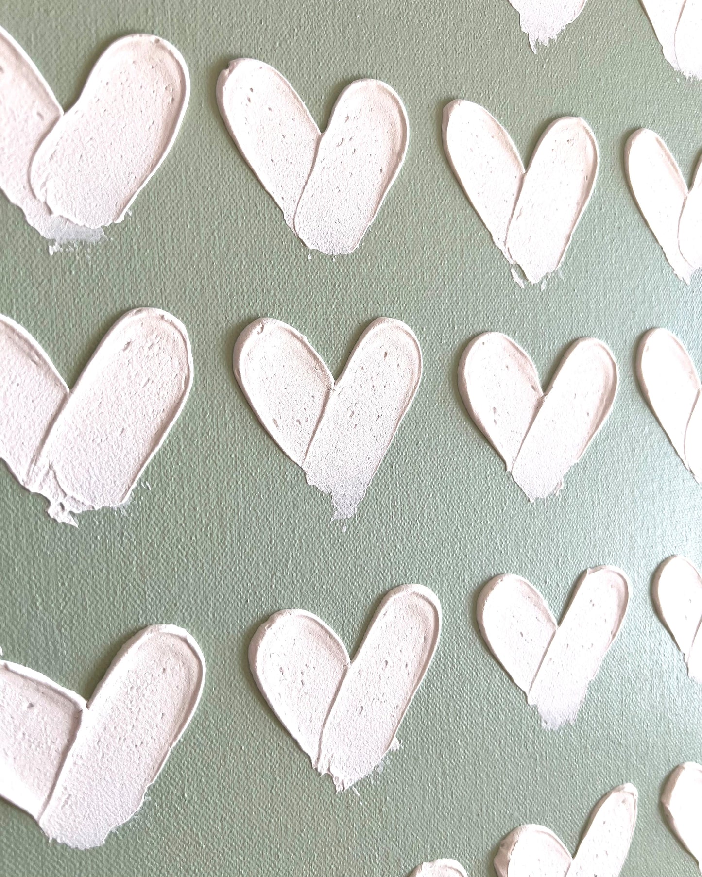 White Hearts on Sage Textured Art