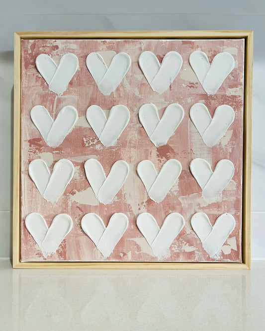 Pink Hearts Textured Art